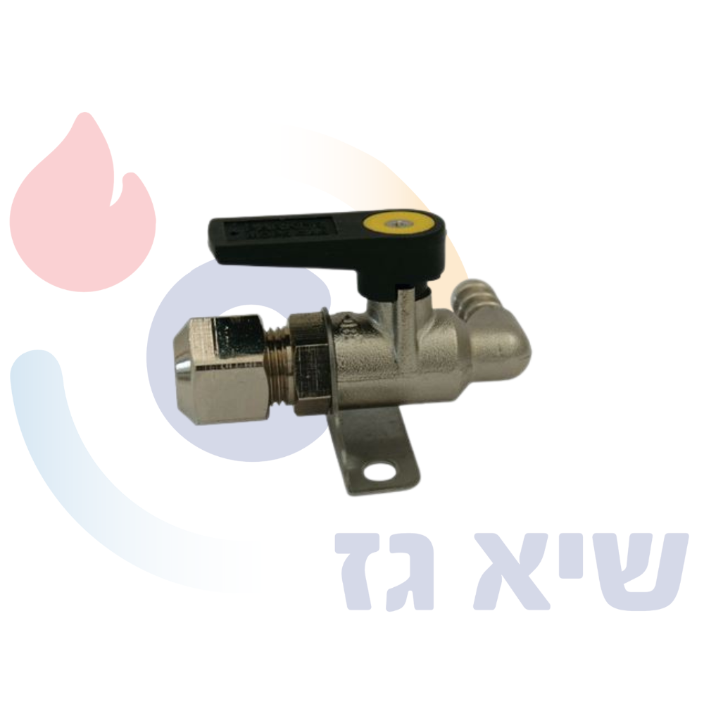 ברז גז כדורי חיבור נחושת פלר עם יציאה לצינור גומי – תמונה 2